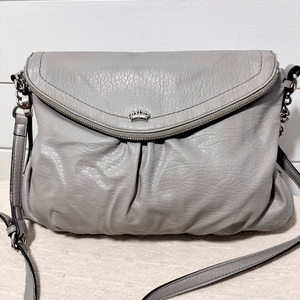 Juicy Couture Pewter Gray Traveler Crossbody Faux Leather Adjustable Chain Strap